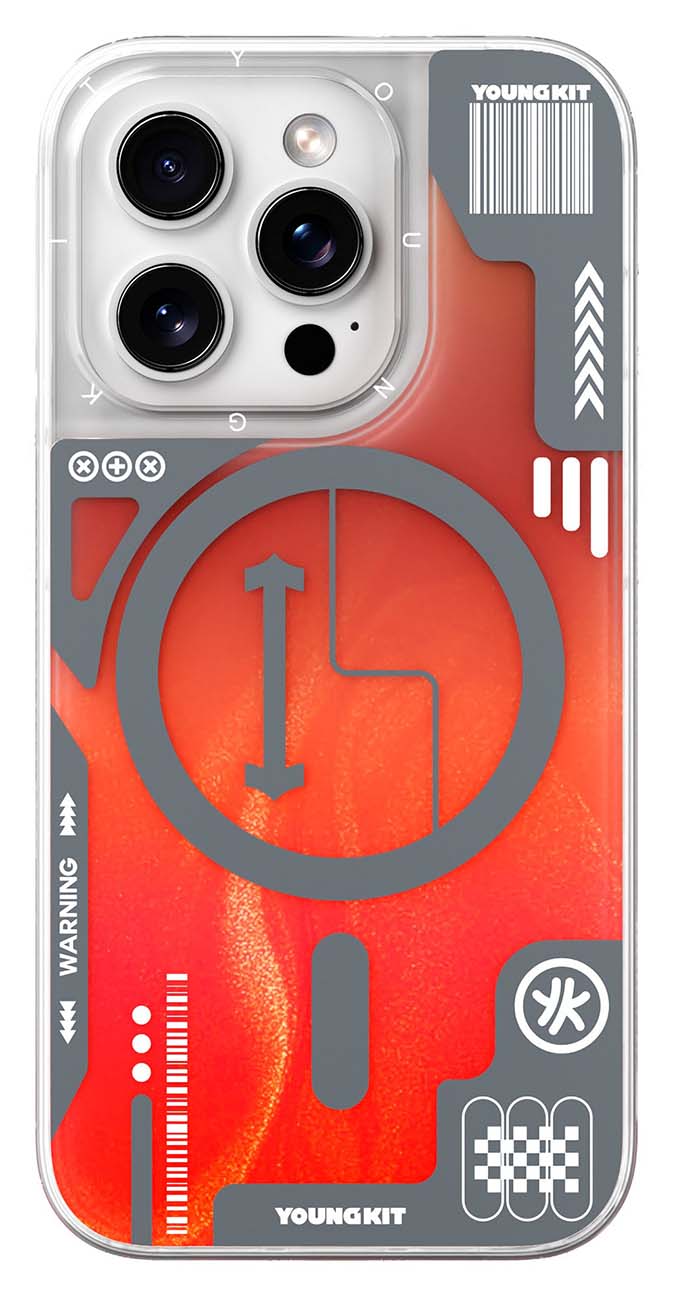 YoungKit Cyberpunk Case for iPhone 16 Pro Max / MagSafe / Glows in the Dark / Orange