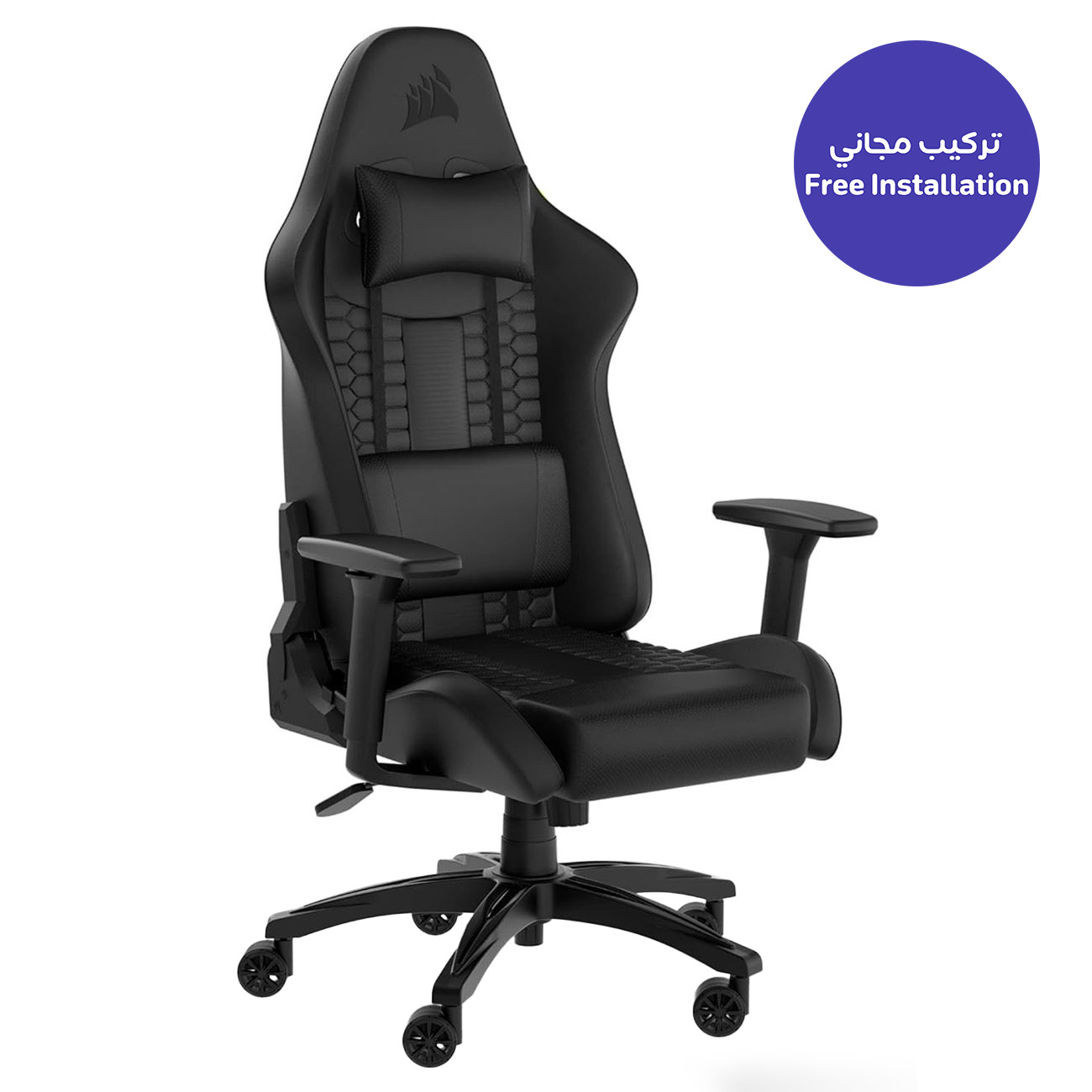 Corsair Gaming Chair TC100 Series / Leather / Racing-Inspired Design / Black