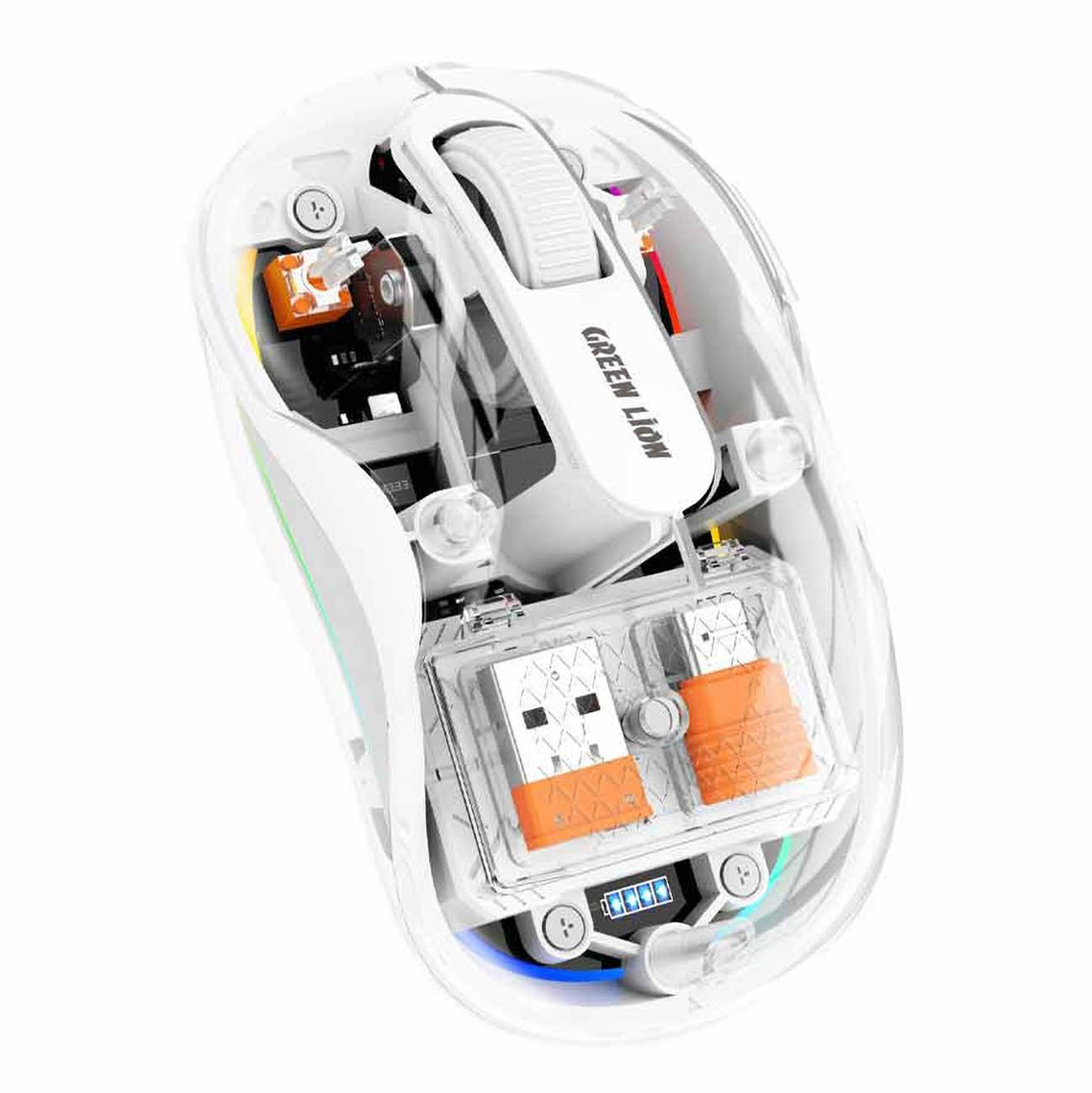 Green Wireless Mouse / Battery-Powered / 2400 DPI Sensor / Practical Design / White