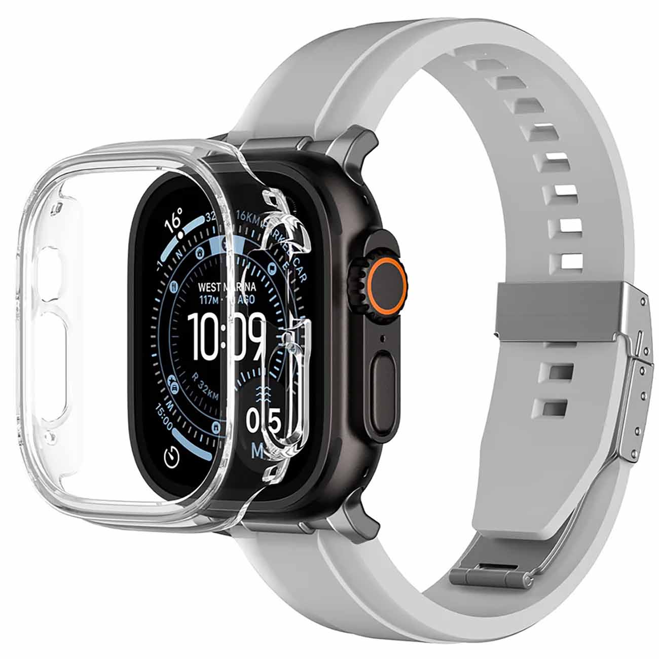 AmazingThing Minimal FrameLite Case for Apple Watch Ultra 3 / Size 49 / Drop Protection / Clear