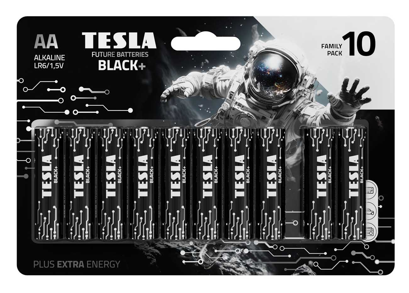 TESLA Black+ AA Batteries / Pack of 10