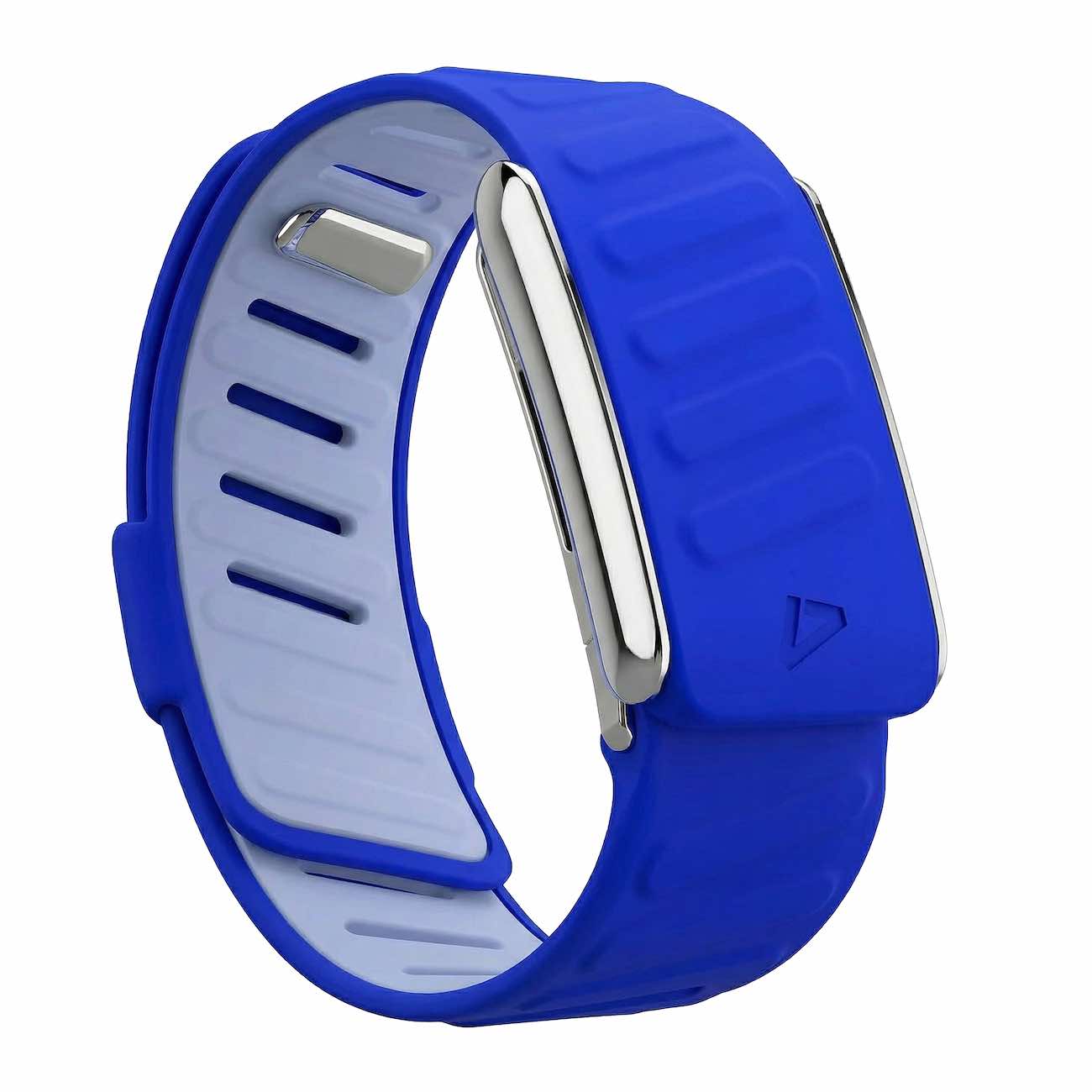 سير Dash يدعم Whoop 5 / سليكون ناعم / ازرق مع اطار فضي لامع