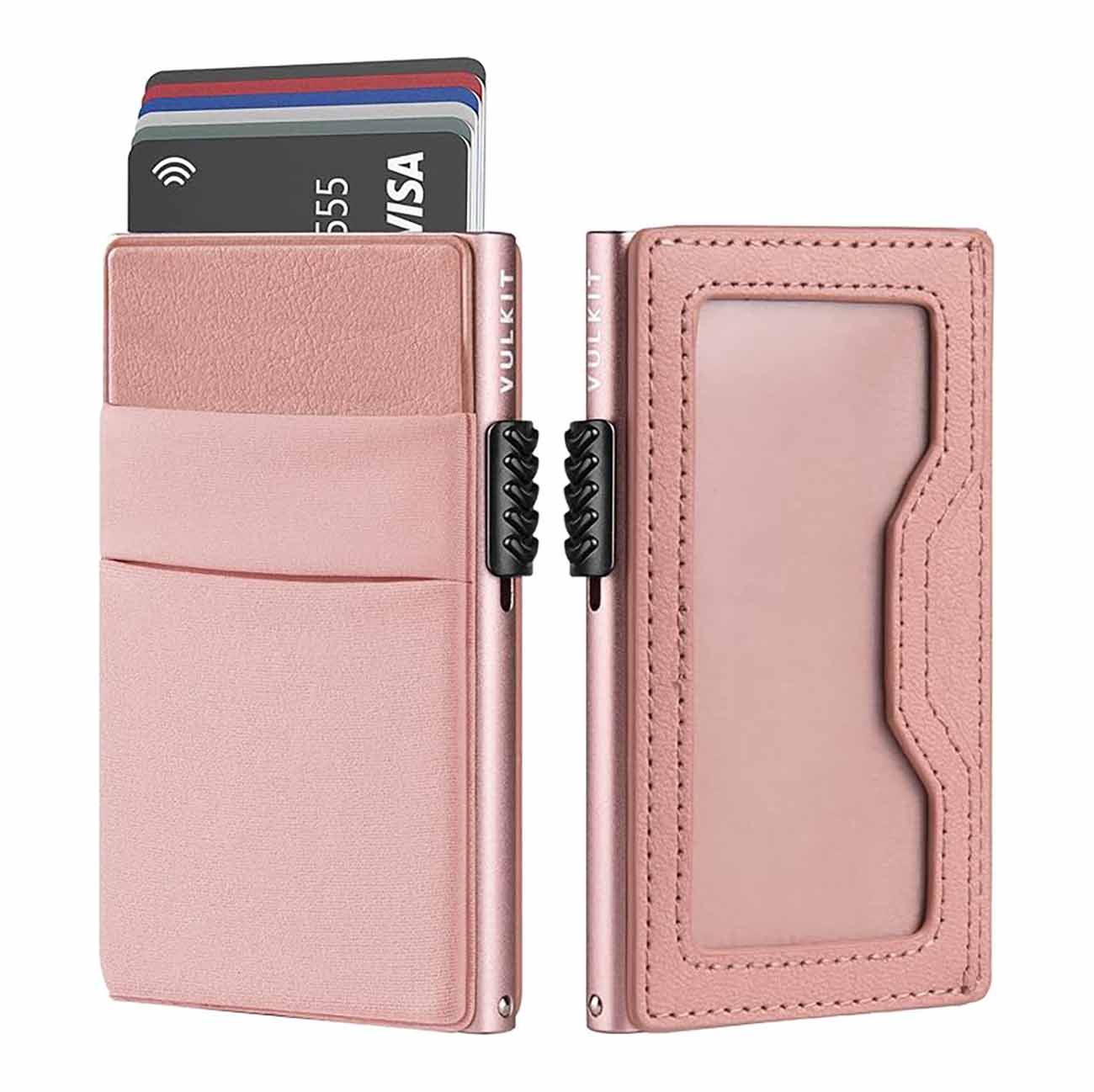 VULKIT Card Holder / RFID Protection / Holds 1 to 6 Cards / Pink