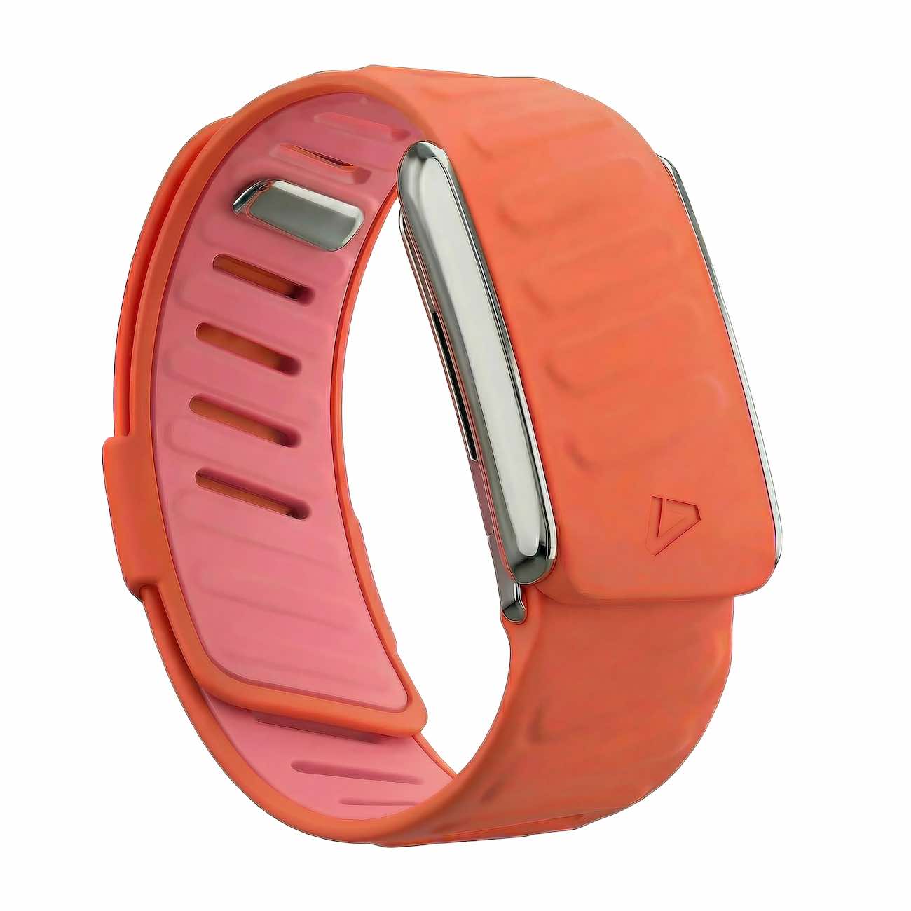 سير Dash يدعم Whoop 5 / سليكون ناعم / لون Coral مع اطار فضي لامع