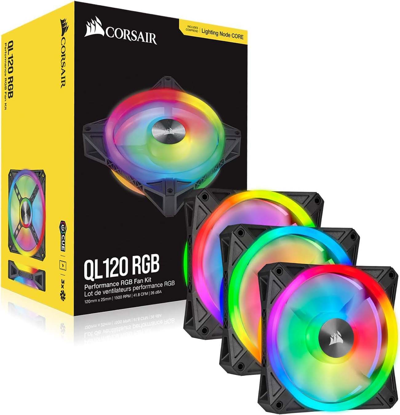 Corsair QL Computer Fan / RGB Lighting / Size 120mm / Provides Powerful Cooling / Black