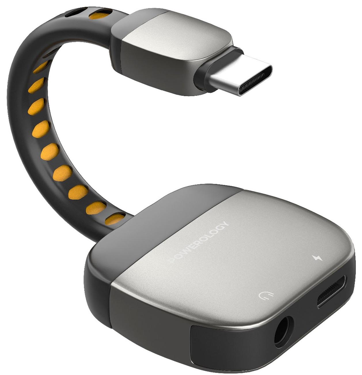 Powerology Type-C to AUX & Type-C Adapter / 60W Fast Charging / Hi-Res Audio Quality