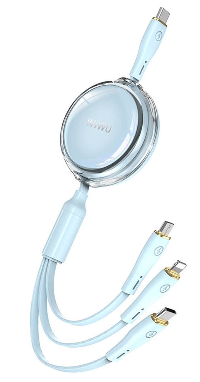 WiWU Vigor Type-C Cable / Multi-Port Output / 100W Power / 1.2 Meter / Retractable Design