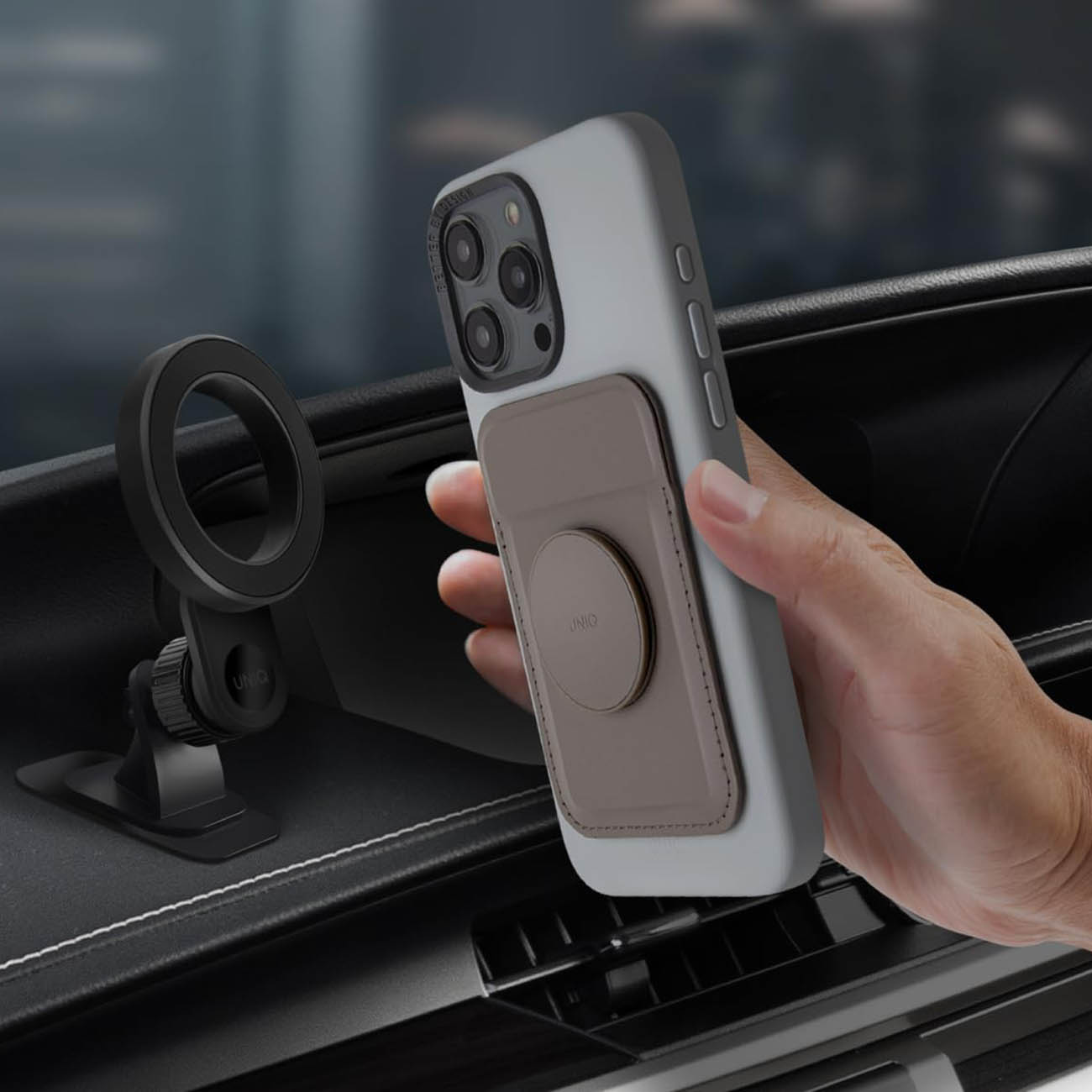 UNIQ Flixa Magnetic Phone Grip & Wallet / Supports MagSafe / Built-in ...