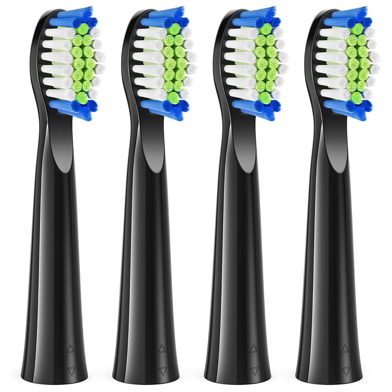 رؤوس فرش اسنان بديلة لفرشاة Bitvae D2 الكهربائية / 4 قطع / اسود