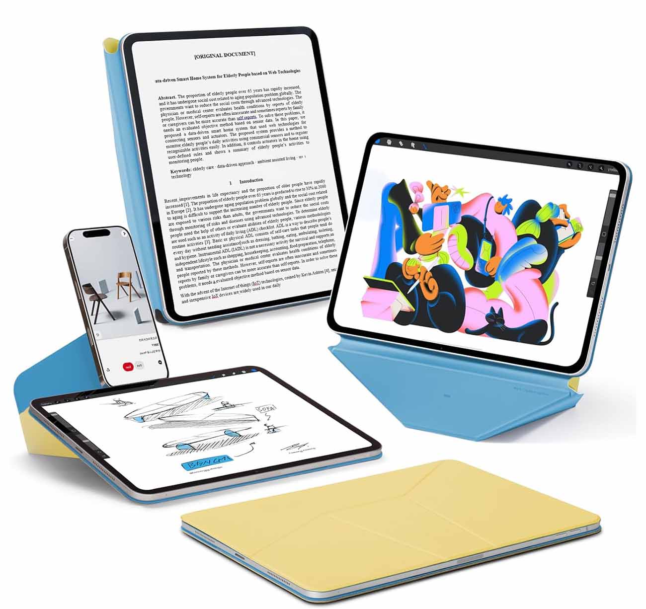 MOFT Dynamic Folio Case for iPad Pro 11 inch / Phone Stand / Multi-Position / Wonder Yellow