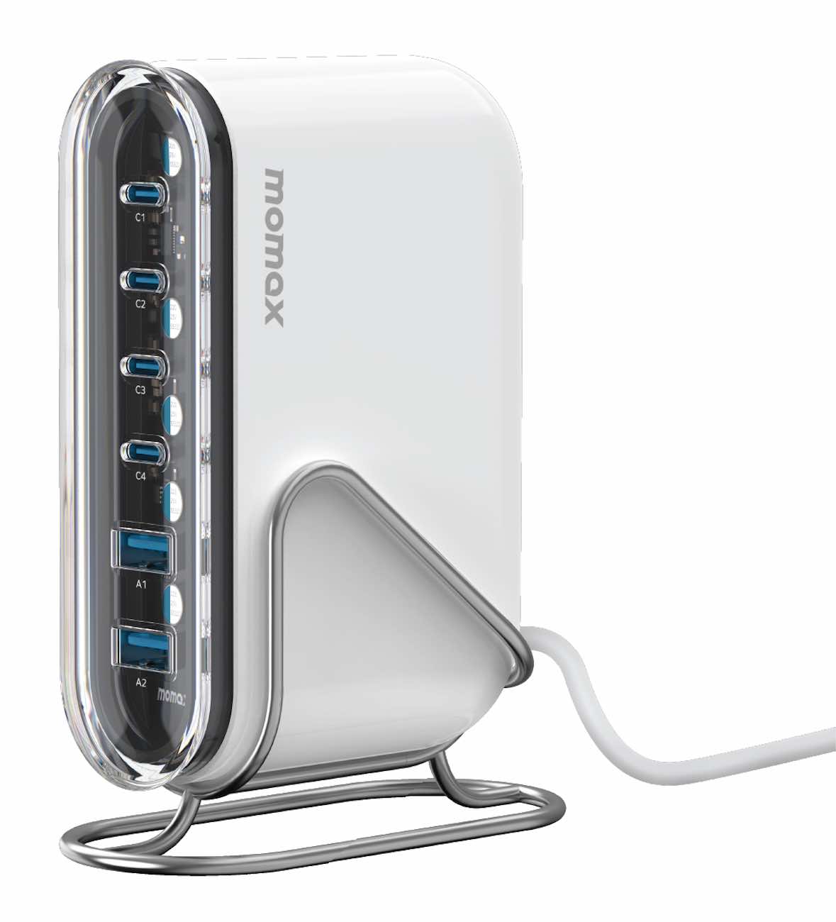 شاحن Momax GaN بقوة 120 واط / مع اربع مداخل تايب سي و مدخلين USB