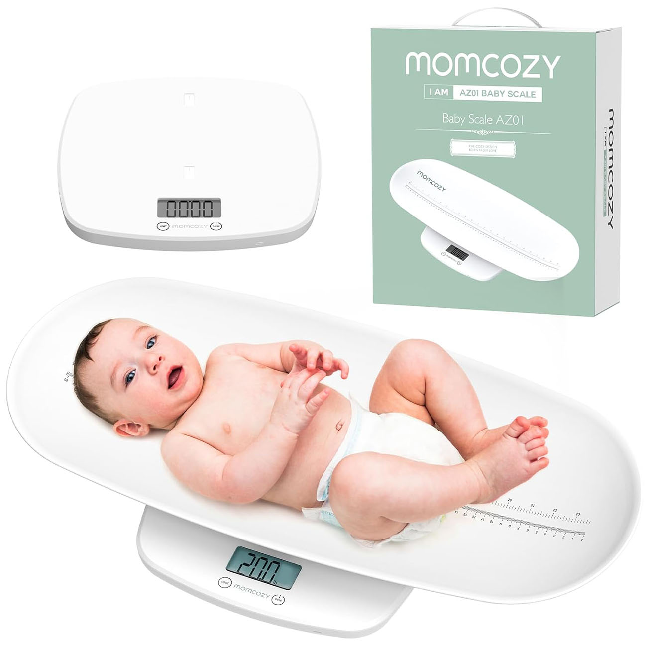 ميزان قياس وزن و طول الاطفال من Momcozy / مع شاشة LCD / متنقل و خفيف