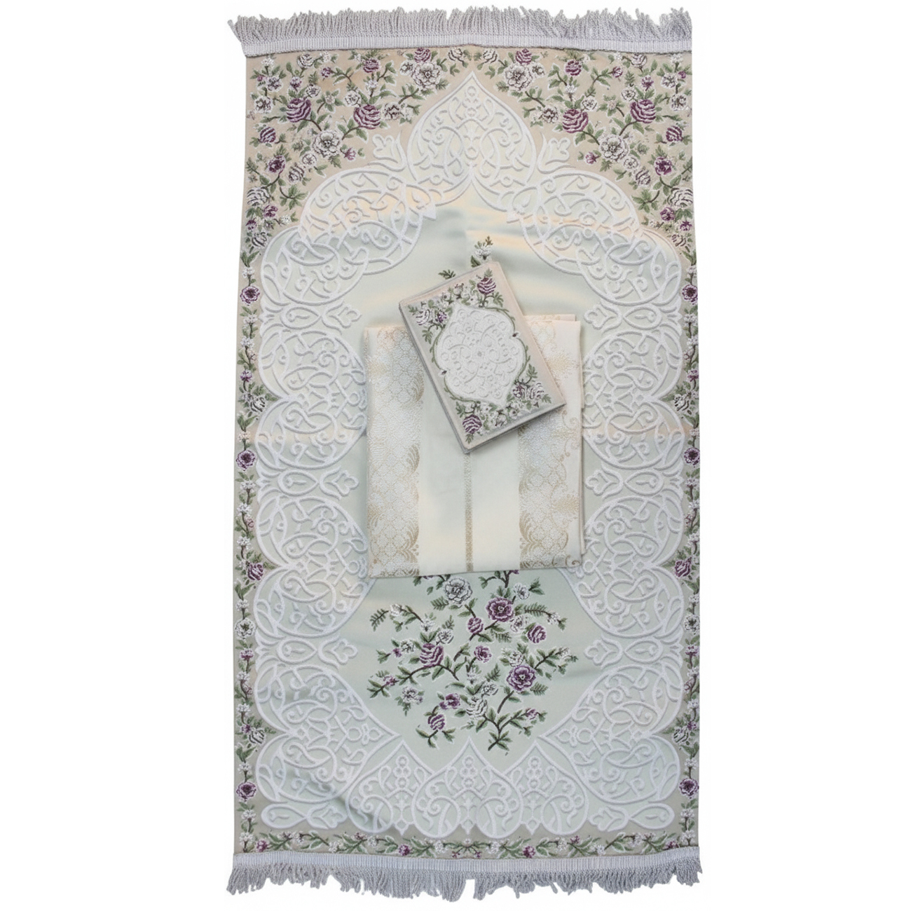 Sundus Prayer Set / Prayer Mat + Prayer Dress + Quran Cover / Beige 