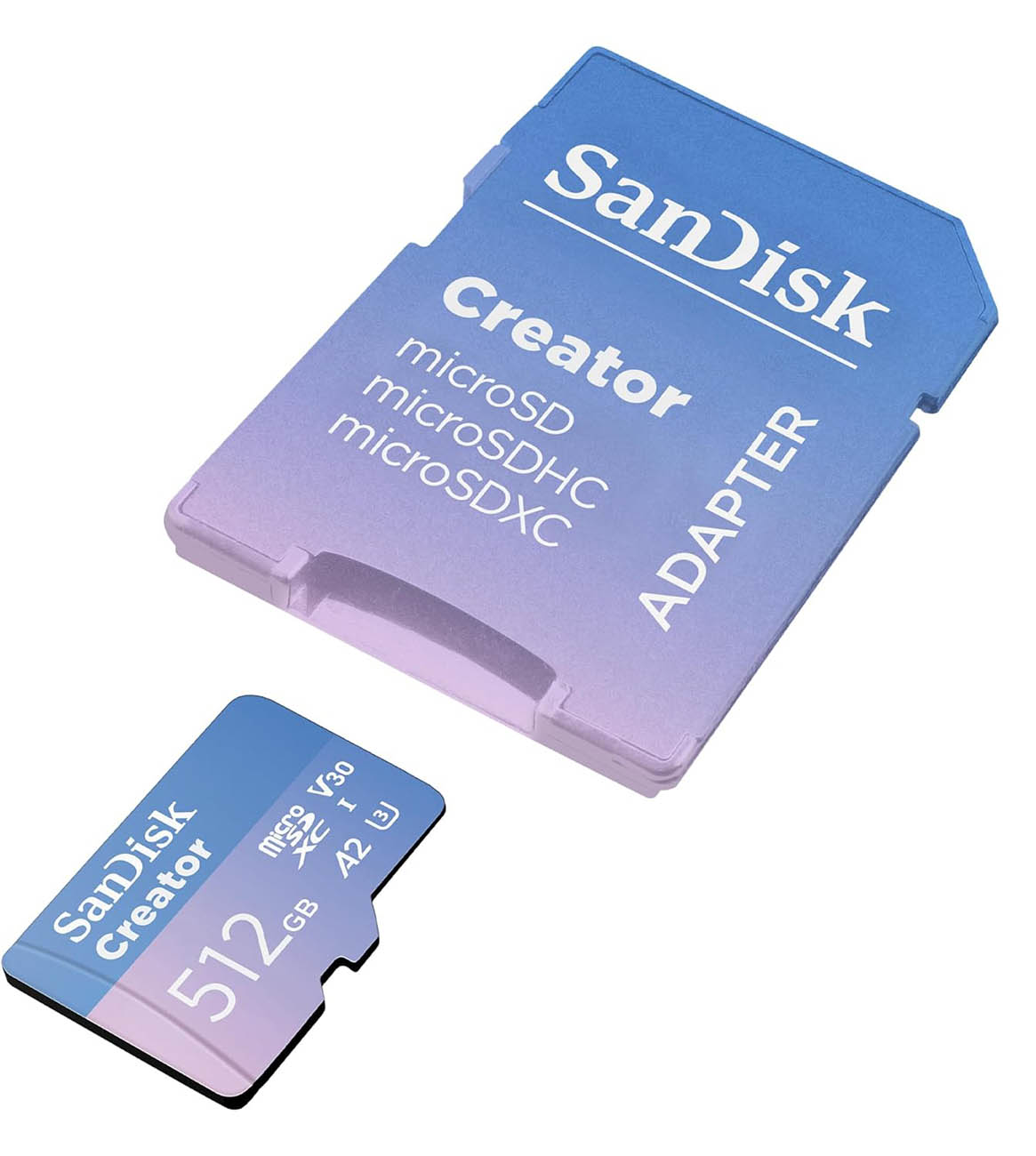 SanDisk Creator Memory Card / With SD Adapter / 512GB Capacity / 190MB/s Read & 130MB/s Write 
