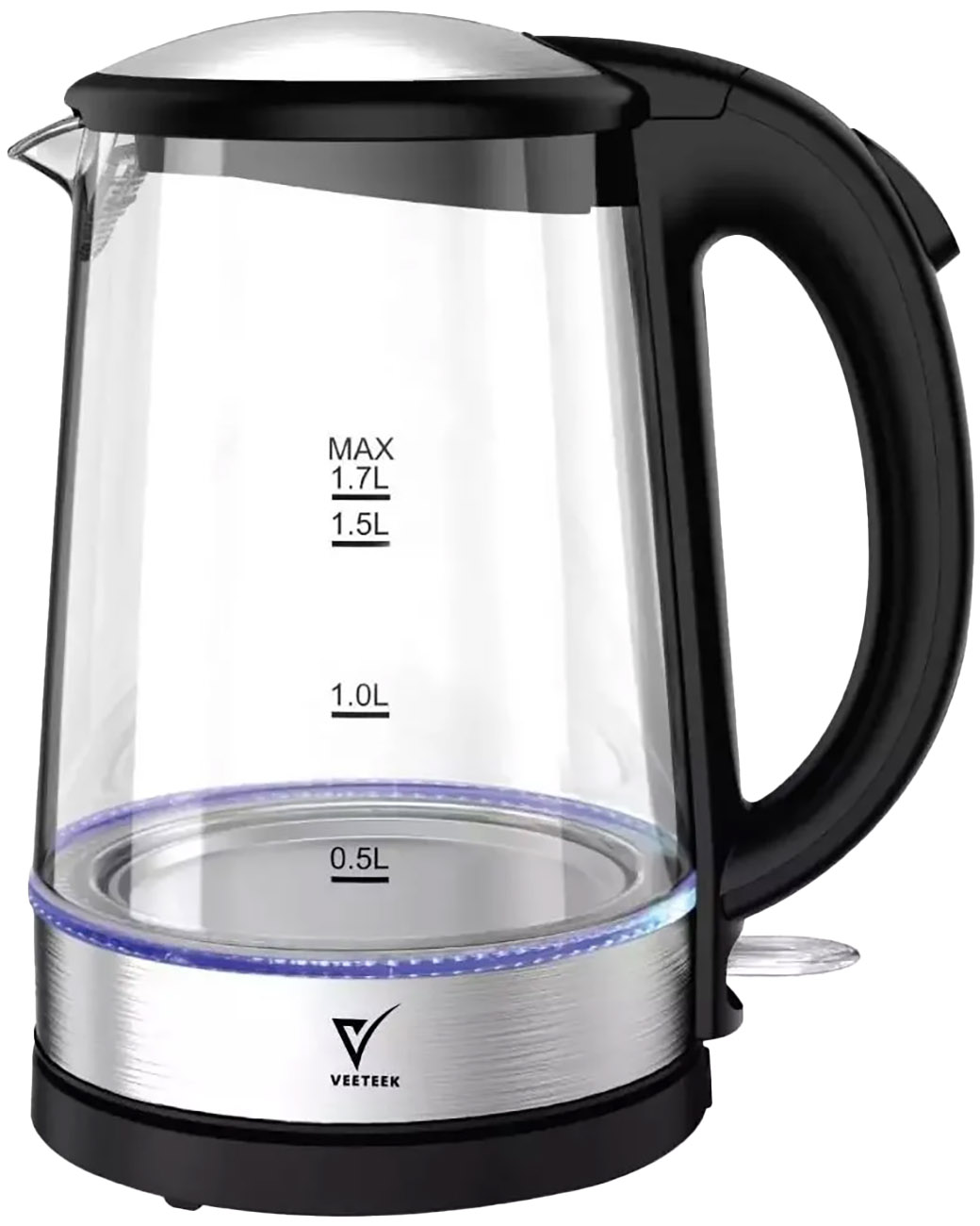غلاية ماء كهربائية من Veeteek / سعة 1.7 لتر / قوة 2200 واط / تصميم زجاجي
