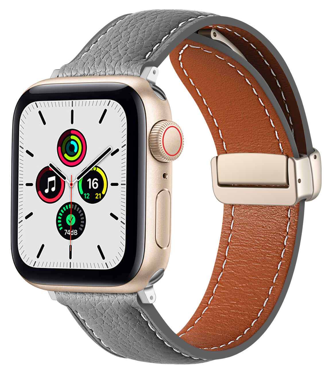 974Bands Leather Apple Watch Band with Magnetic Buckle / Size 44 / 45 / 49 / Grey