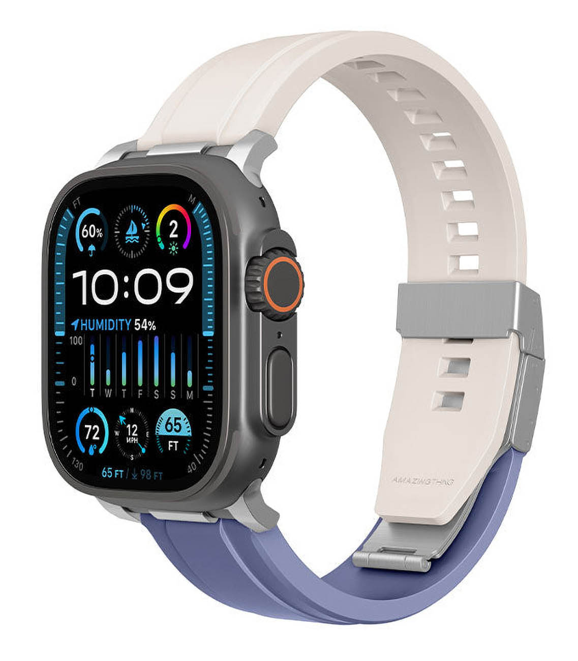 سير AmazingThing Titan Chrono لساعة ابل / حجم 46 و 49 / مقاوم للماء / لون Star Blue