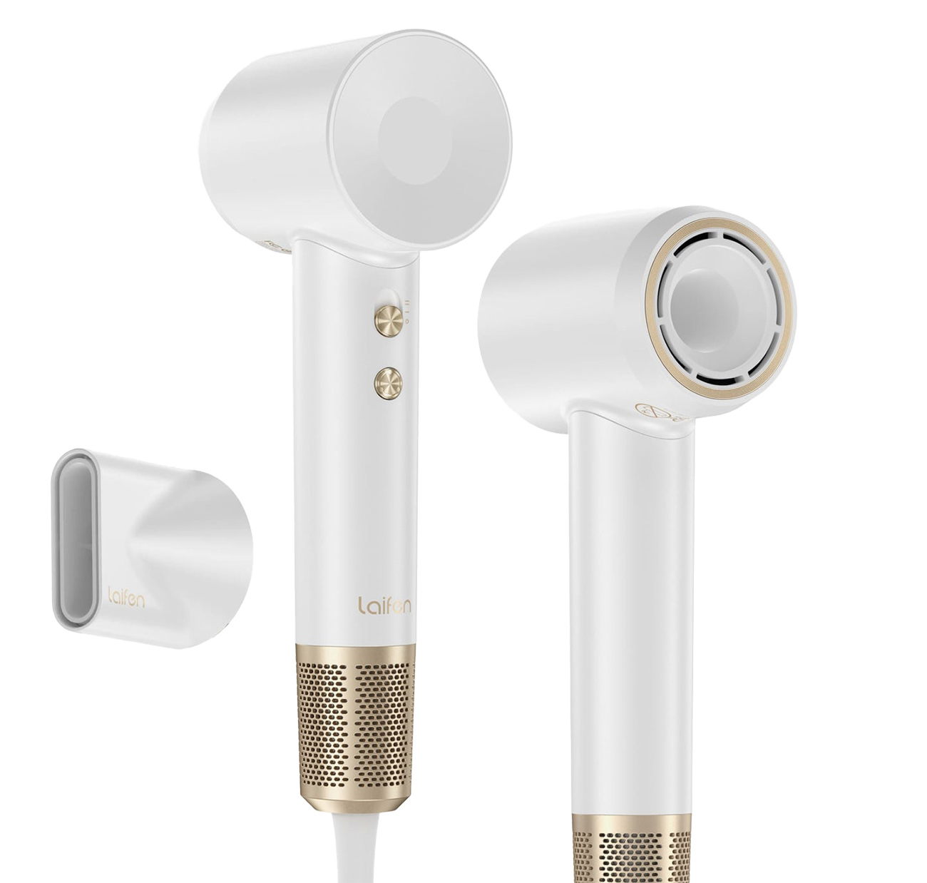 مجفف الشعر Swift Premium الاحترافي من Laifen / محرك خارق / صغير و متنقل / ابيض و ذهبي