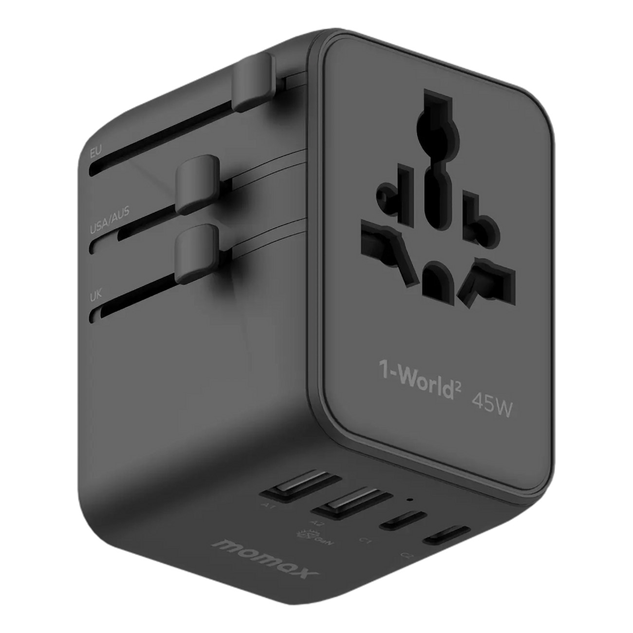 Momax Travel Charger / 2 USB Ports & 3 Type-C Ports / 45W Power / GaN Technology / Universal