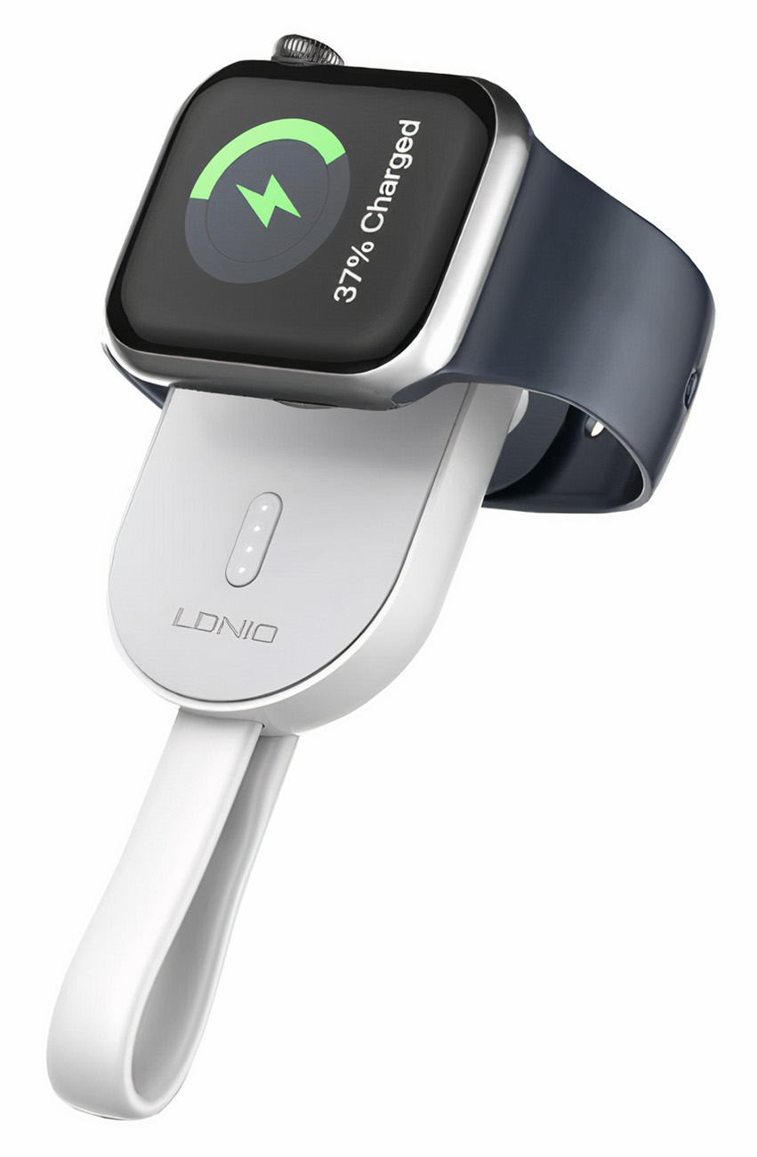 شاحن IWatch اللاسلكي لساعة ابل من LDNIO / مع واير تايب سي مدمج / سعة 1200 mAh