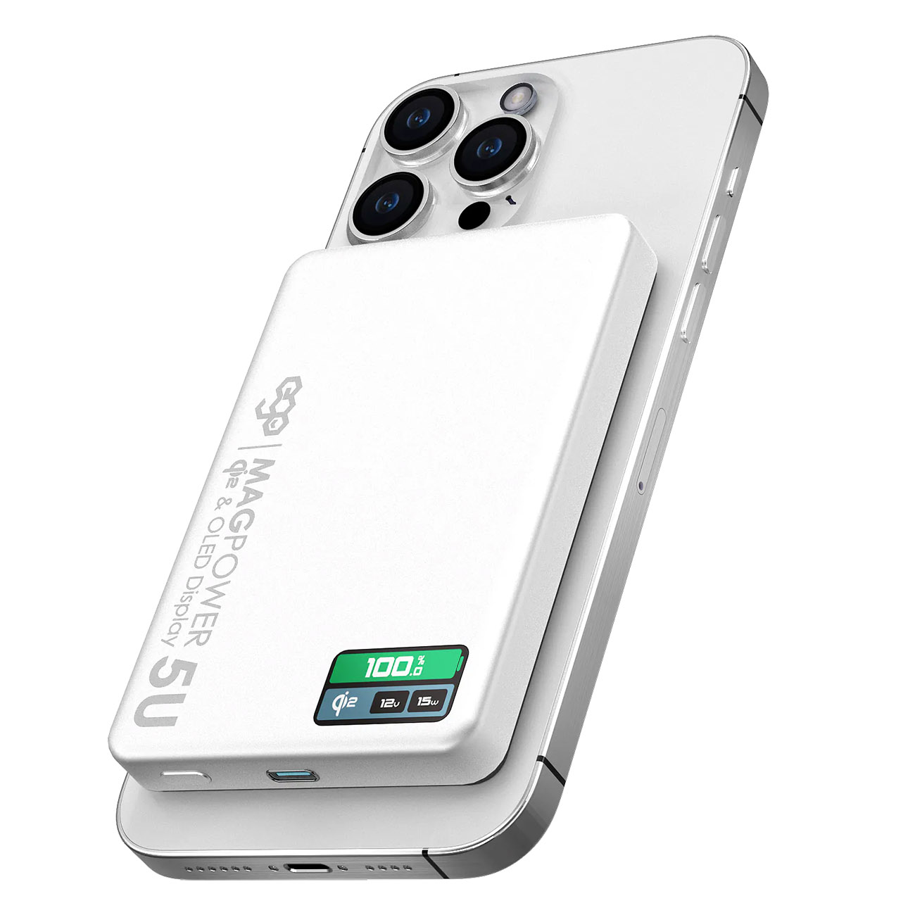 بطارية EGO MagPower 5U المغناطيسية / سعة 10 الاف mAh / تدعم MagSafe / ابيض