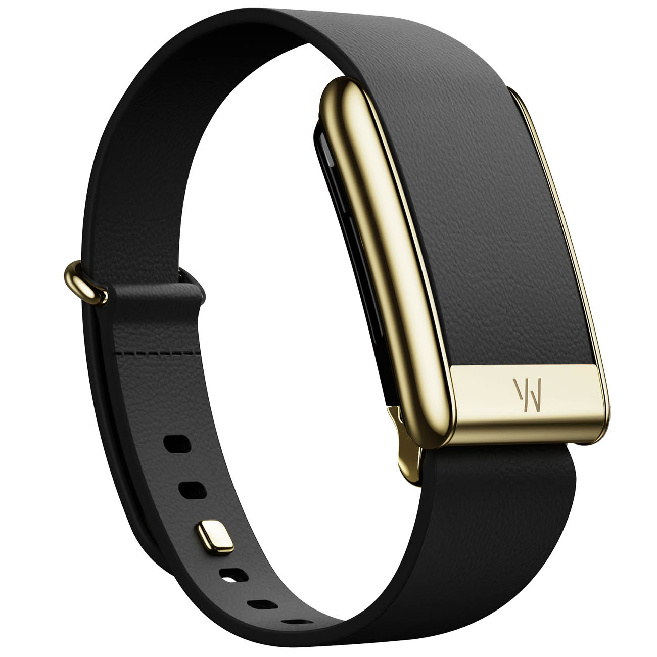 سير LeatherLuxe Tapered Band يدعم Whoop 5 / حجم صغير / اسود مع اطار ذهبي