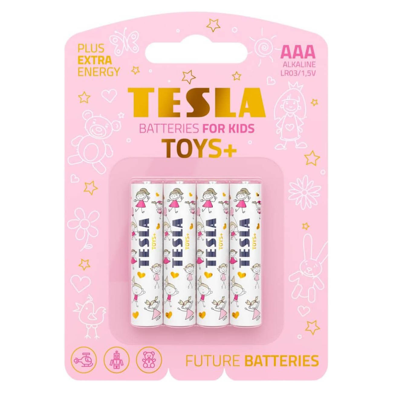 بطاريات TESLA Toys بلس نوع AAA / حزمة من 4 / وردي
