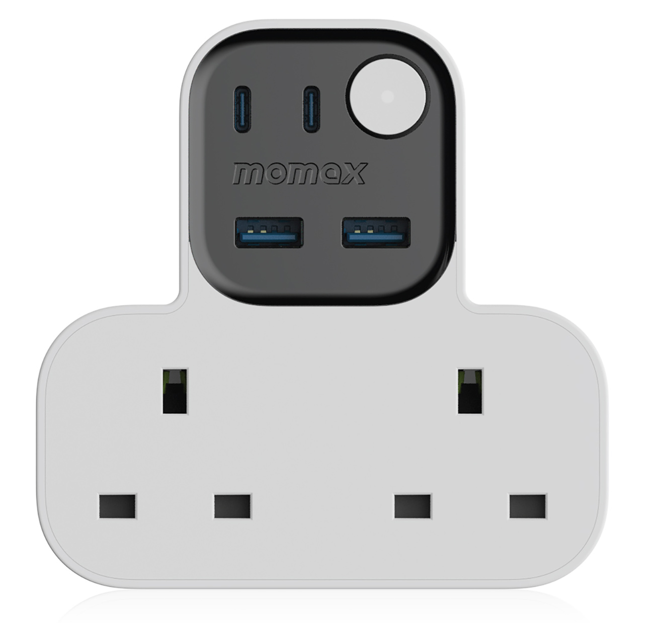 Momax 1-Charger Flow Power Strip / 2 AC Sockets + 2 Type-C Ports + 2 USB Ports / 25W Power