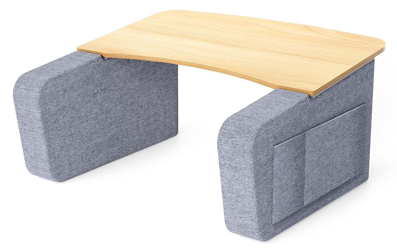 طاولة لابتوب متنقلة / مع جيوب مدمجة و ستاند تابلت / تصميم عملي و مريح / رصاصي و بيج