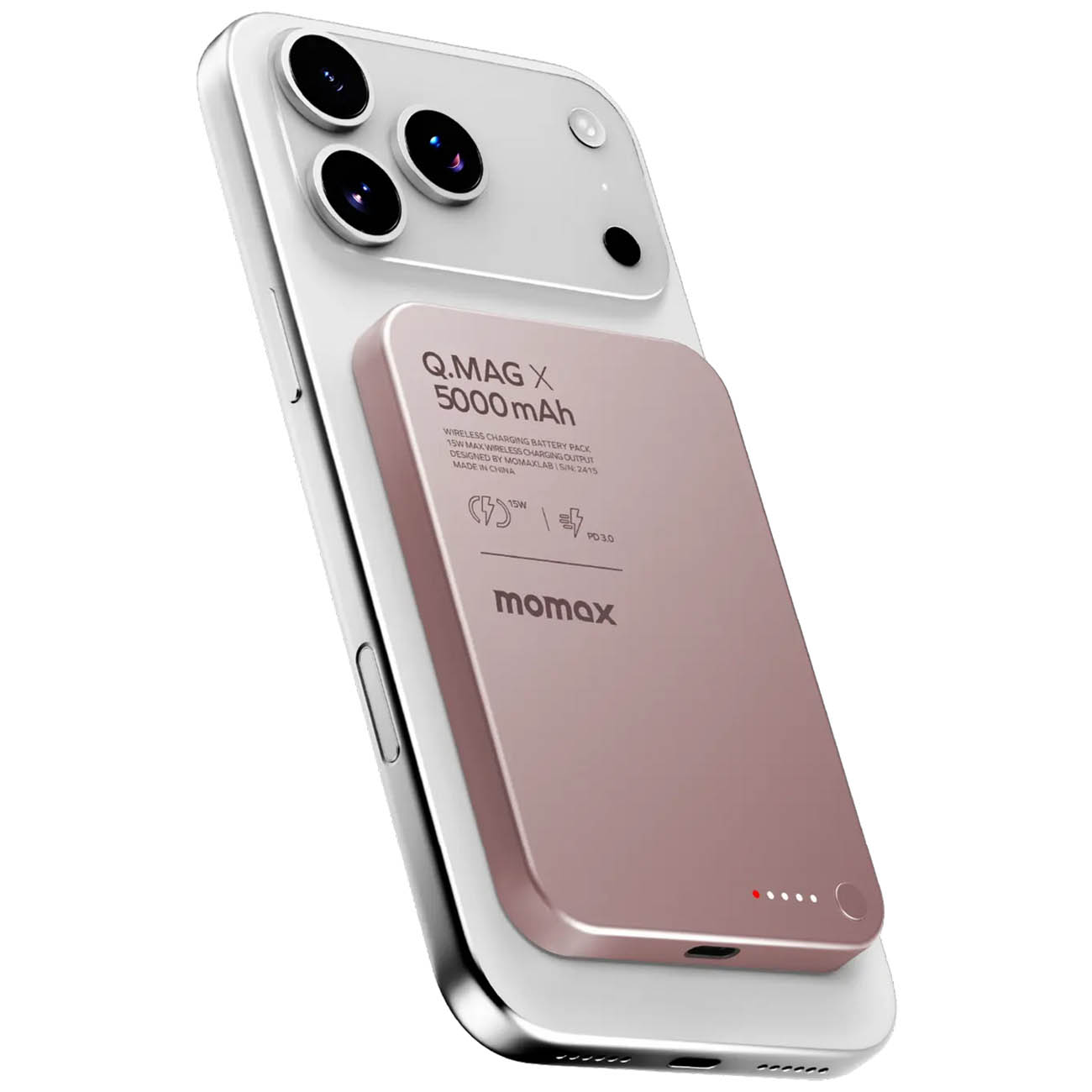 Momax Q.Mag X Magnetic Power Bank 2nd Gen / 5,000 mAh / Support MagSafe / Pink