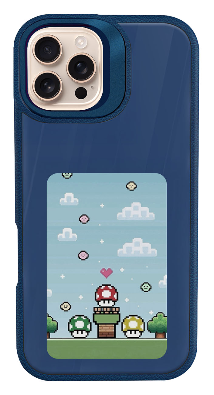 كفر NFC لايفون 16 برو ماكس / مع شاشة حبر رقمية / تحكم من الجوال / مع ستاند مدمج / ازرق