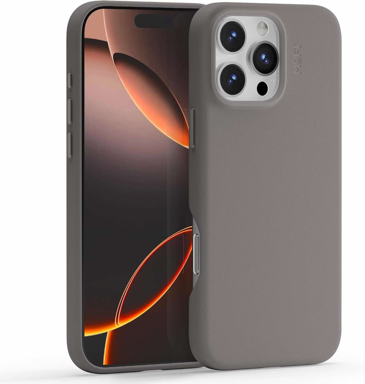 كفر موفت Snap لايفون 16 برو ماكس / يحمي من الطيحات / يدعم MagSafe / جلد نباتي / لون Taupe