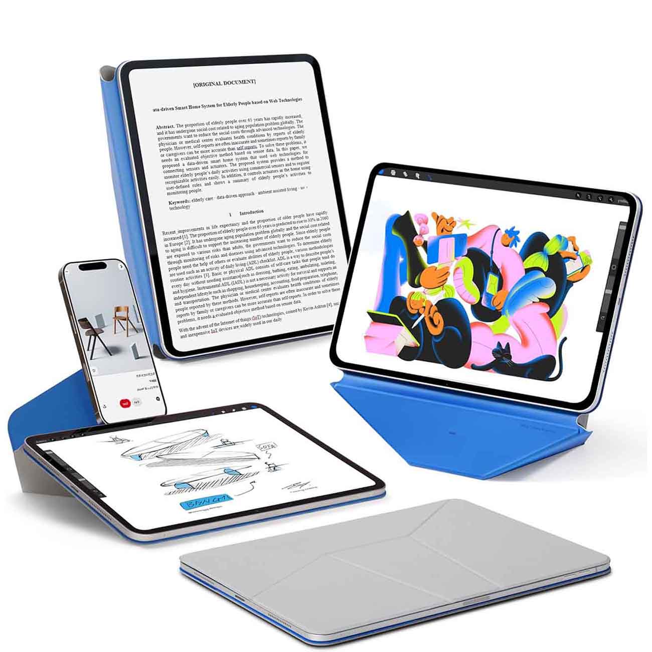 MOFT Dynamic Folio Case for iPad 10th & 11th / With Phone Stand / Flexible / Blue & Grey