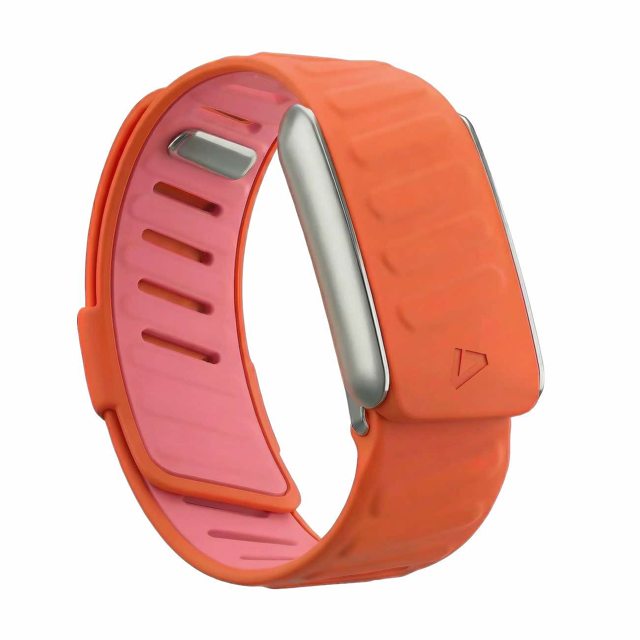 سير Dash يدعم Whoop 5 / سليكون ناعم / لون Coral مع اطار فضي مطفي