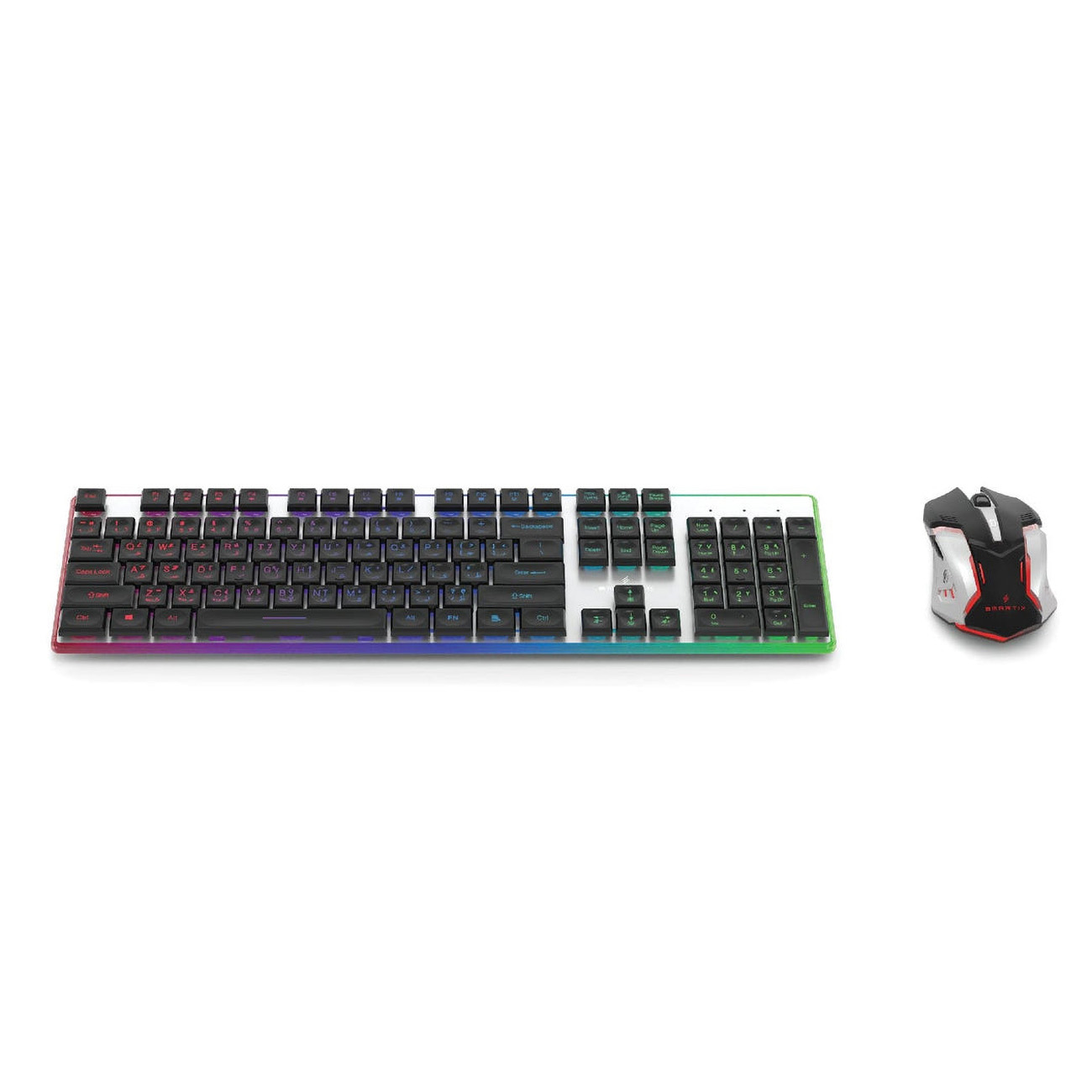 Smartix Wireless Keyboard & Mouse / 1600 DPI Sensor / RGB Light / English & Arabic Letters
