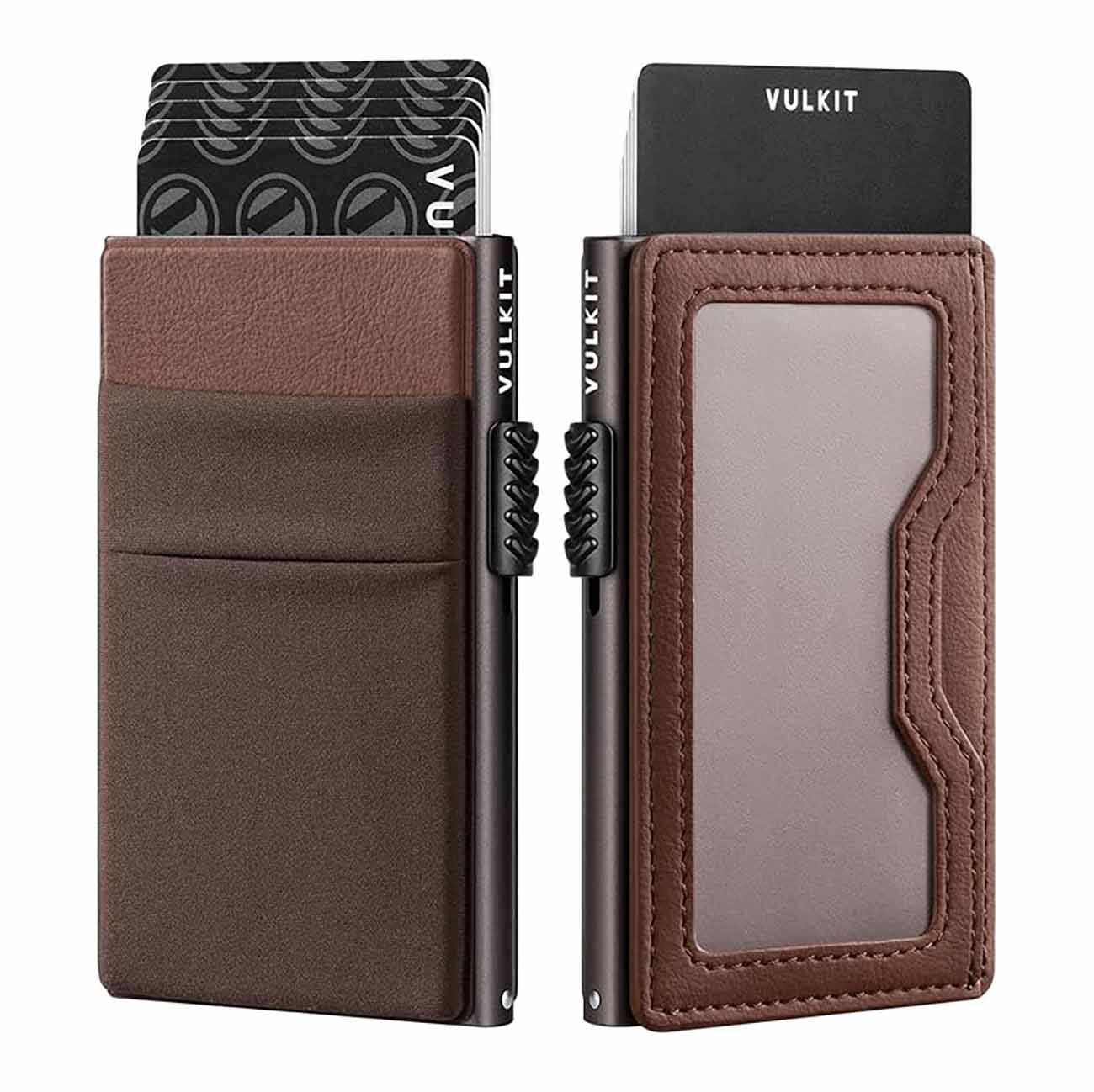 VULKIT Card Holder / RFID Protection / Holds 1 to 6 Cards / Brown
