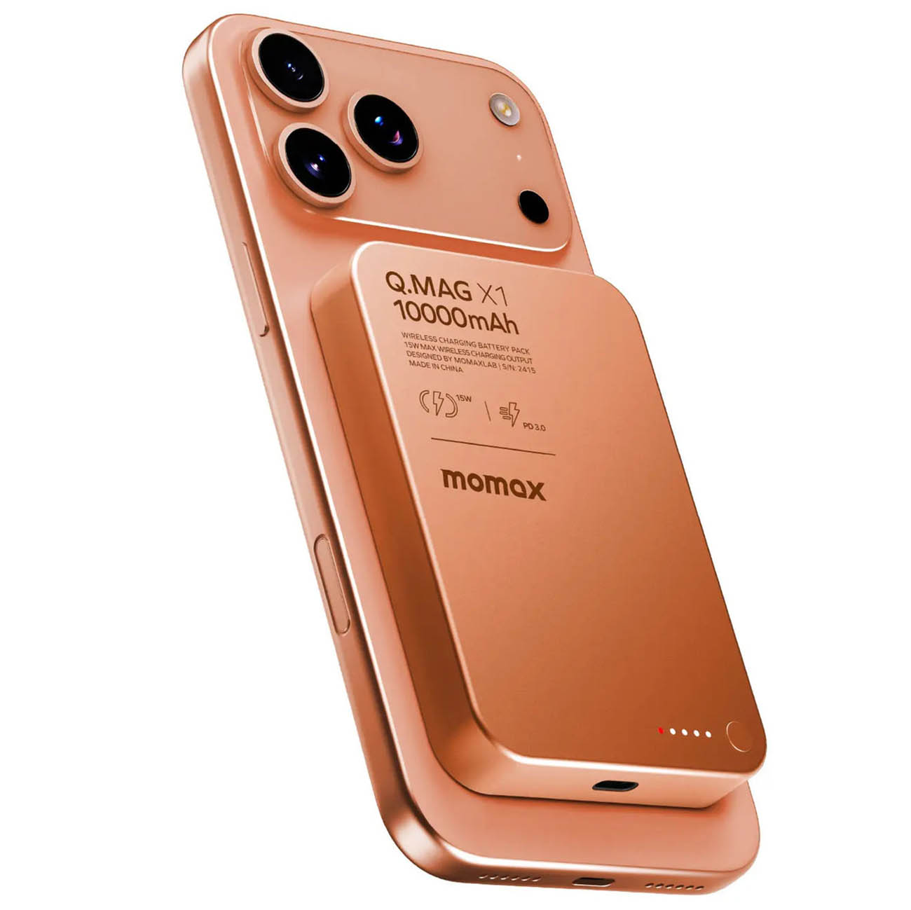 Momax Q.Mag X1 Magnetic Power Bank 2nd Gen / 10,000mAh / MagSafe Compatible / Orange