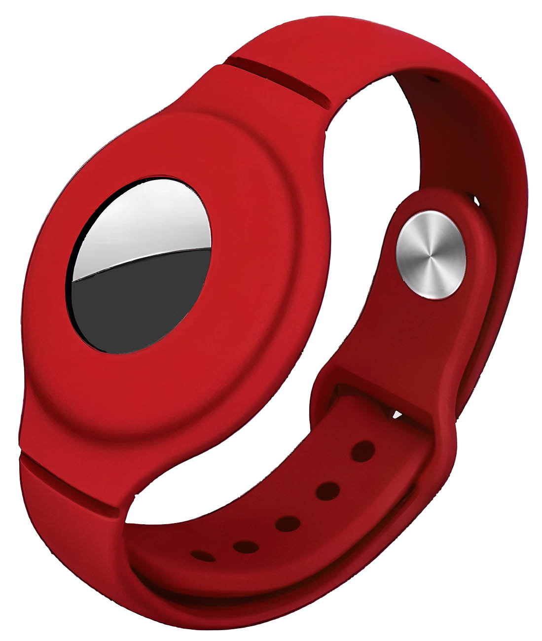 Kids Bracelet with Apple AirTag Slot / Soft Silicone / 17cm Length / Water-Resistant / Red