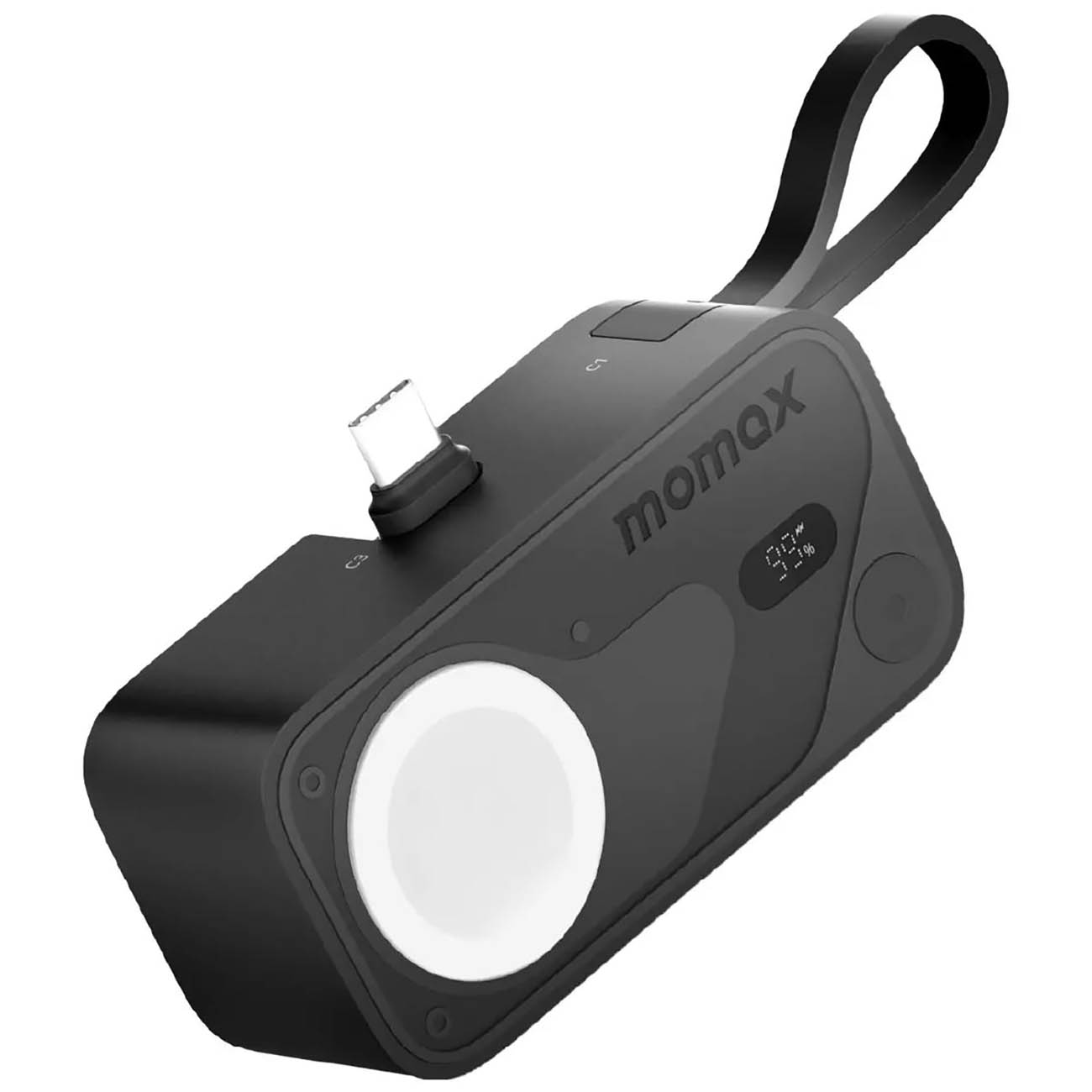 Momax Power Bank / 5,000mAh / Apple Watch Charging / Built-in USB-C Port & Cable / Mini Size / Black