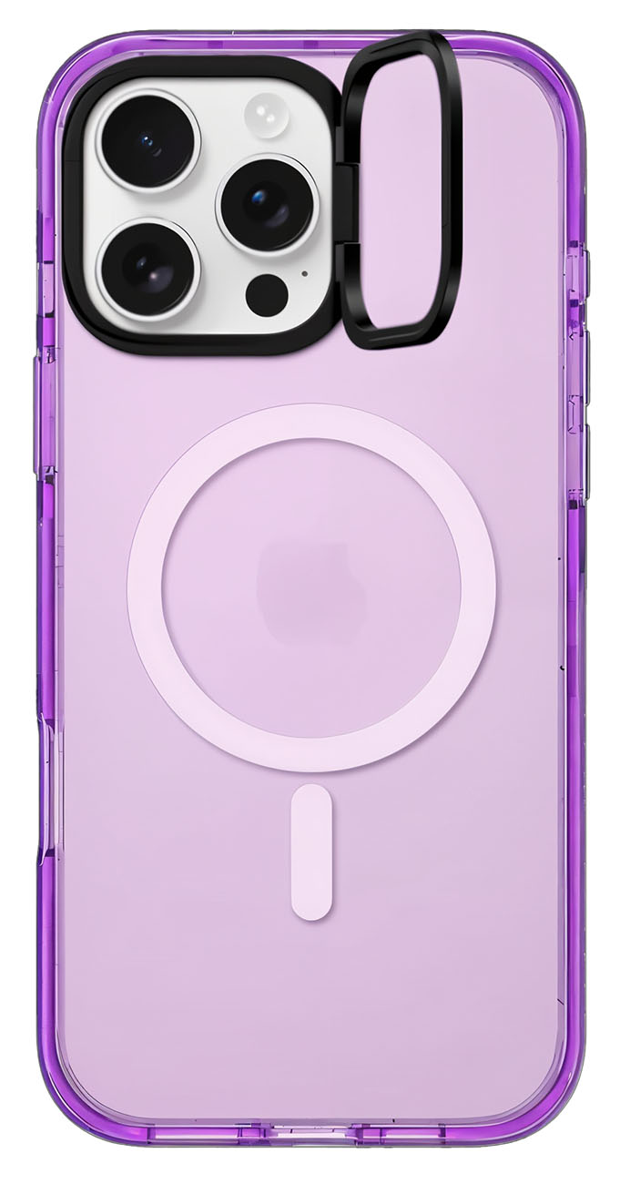 كفر CASETiFY Impact لايفون 16 برو ماكس / يدعم MagSafe / ستاند مدمج / بنفسجي شفاف