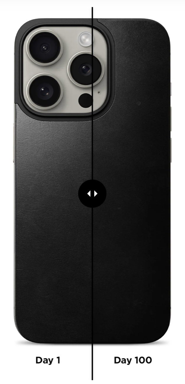 Nomad Magnetic Leather Back for iPhone 15 Pro / Black Leather in Qatar