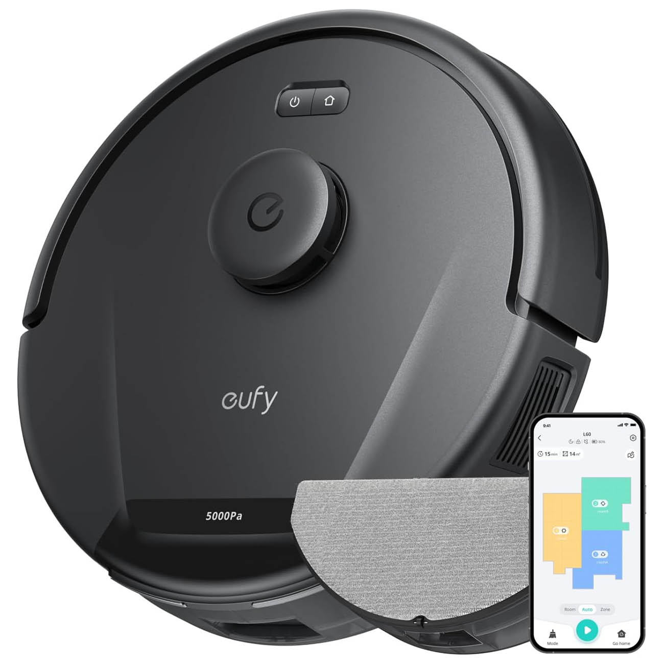 مكنسة و ممسحة eufy L60 Hybrid الذكية / قوة 5000Pa / تحكم من الجوال / تدعم الاوامر الصوتية