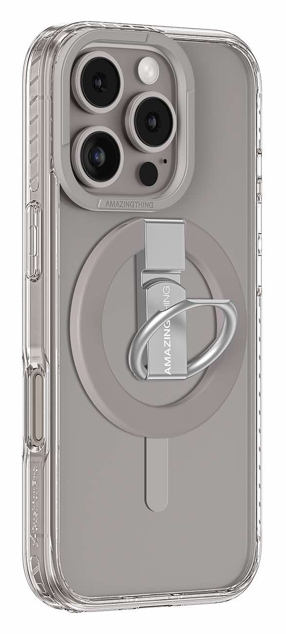 كفر AmazingThing Titan Pro لايفون 16 برو / مع مسكة / ضد الطيحات / يدعم MagSafe / رمادي