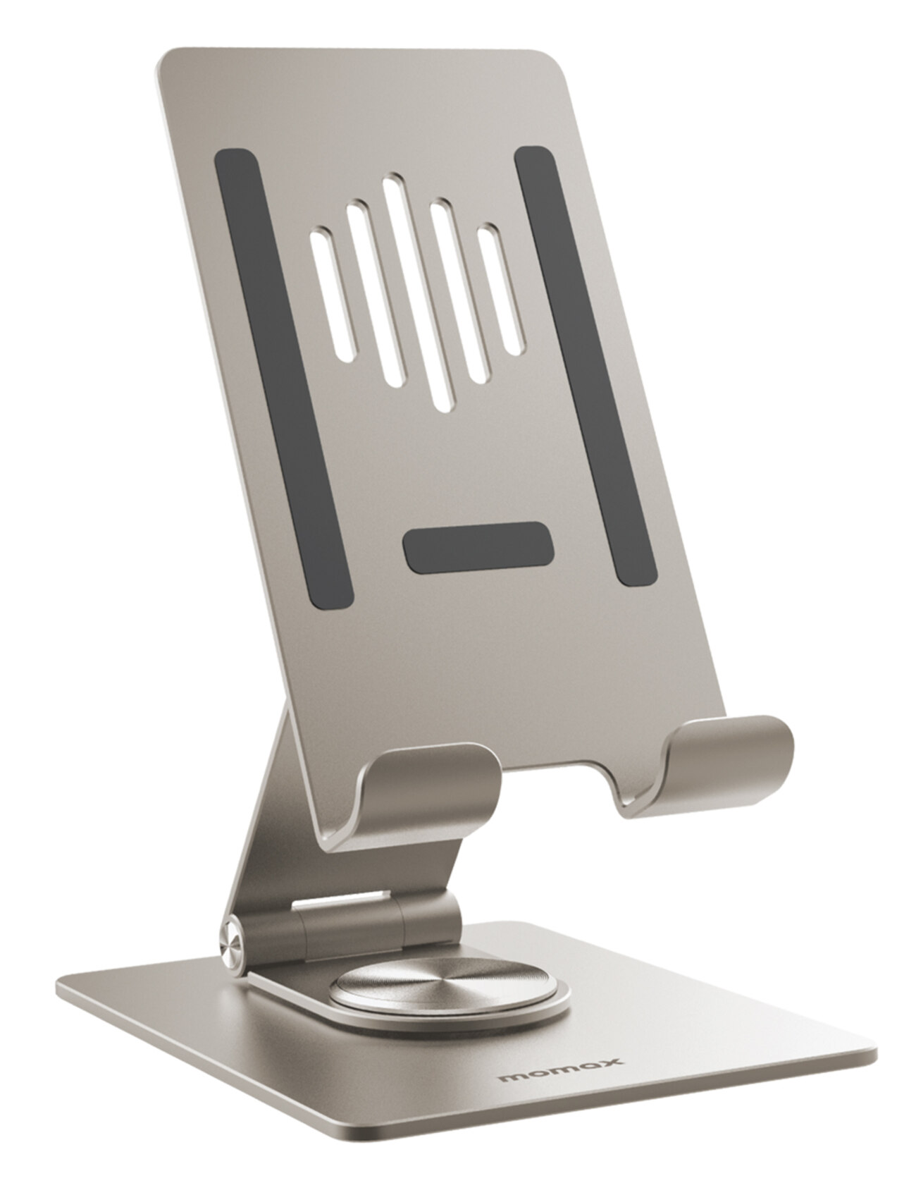 ستاند المنيوم للجوال و التابلت من Momax / قابل للطوي / المنيوم قوي / تيتانيوم