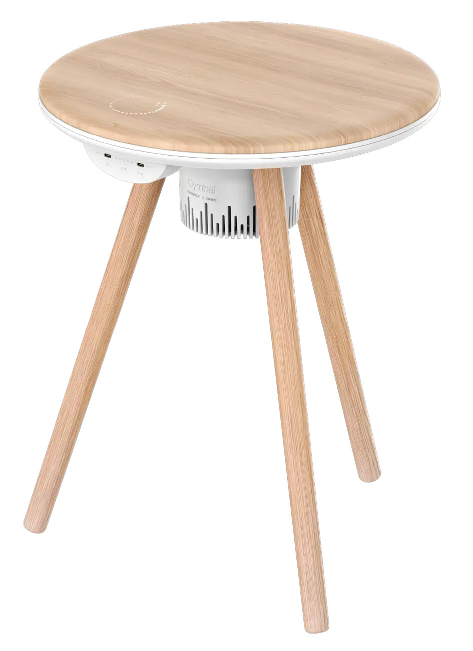 طاولة Cymbal الذكية من Momax / مع سماعة مدمجة / مدخل تايب سي / مع شحن لاسلكي للجوال / اضاءة LED