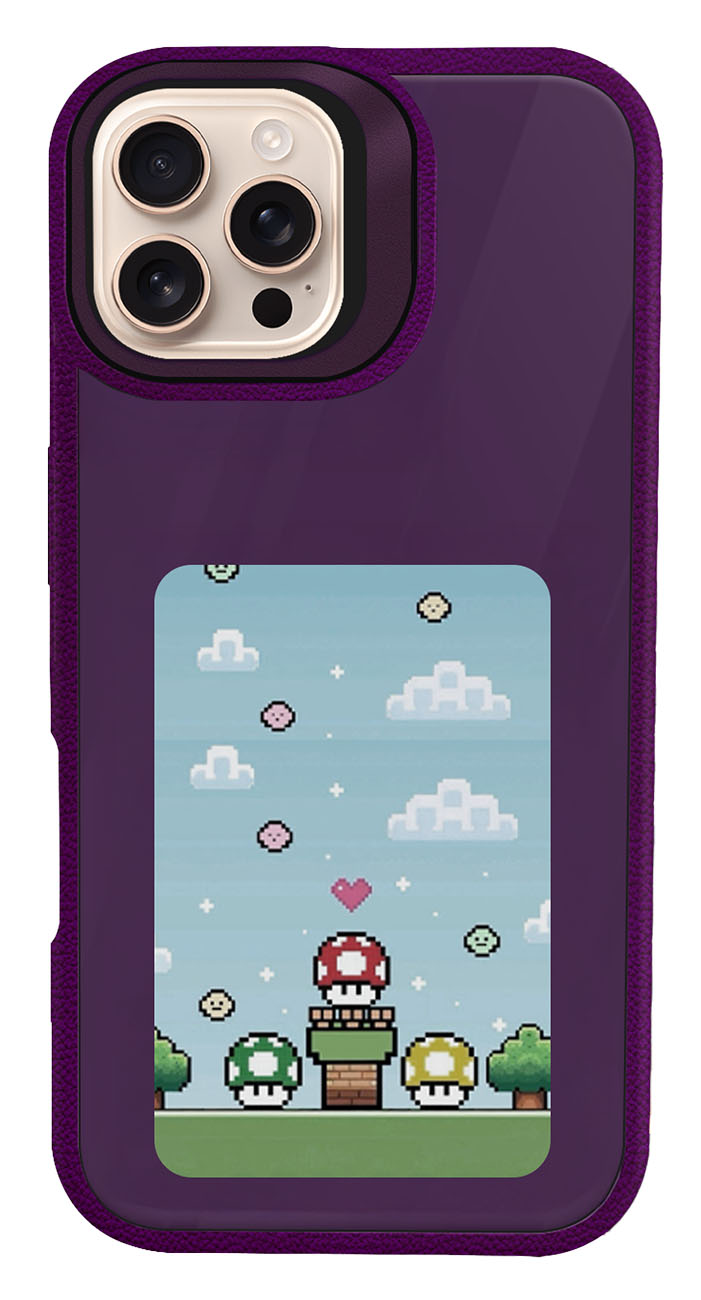 NFC Case for iPhone 16 Pro / With E-Ink Display / App Control / Built-in Stand / Purple