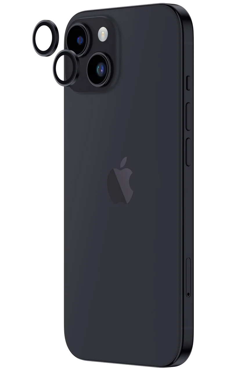 AmazingThing Lenses for iPhone 15 and 15 Plus Camera Protection / High Clarity / Black