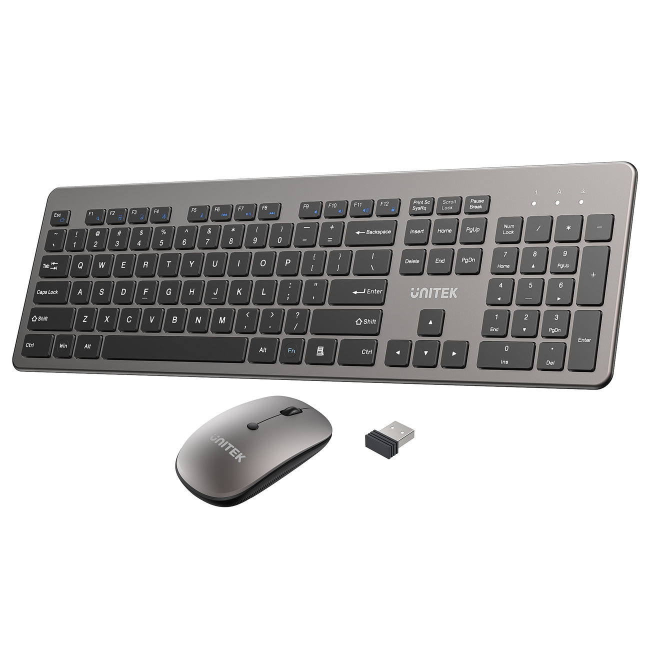 Unitek Wireless Keyboard & Mouse / Adjustable 1600 DPI Sensor / Quiet Operation / 10m Working Range
