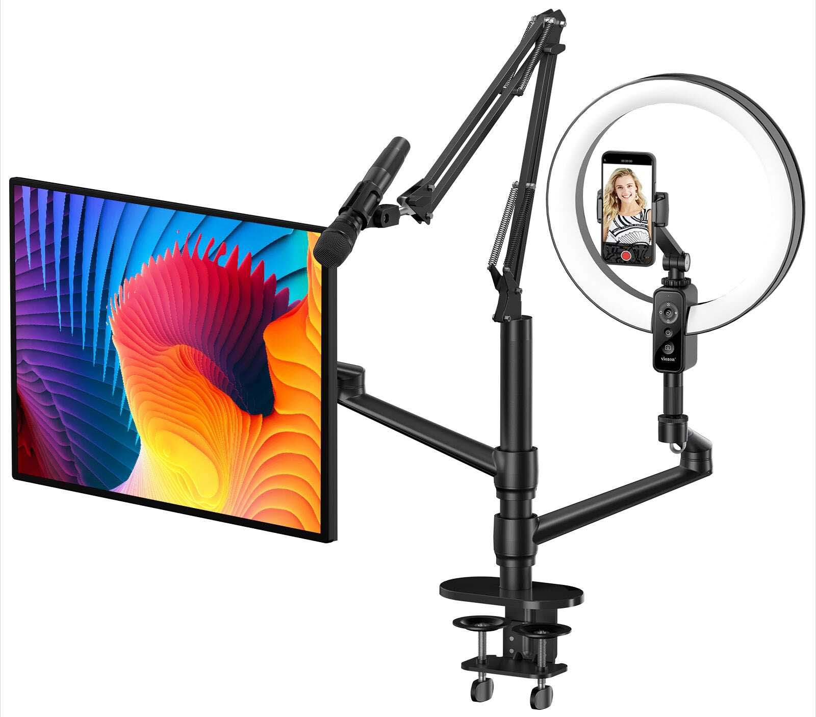 Screen + Mobile & Mic Flexible Stand On Table / Built-in Flashlight / With Remote Control