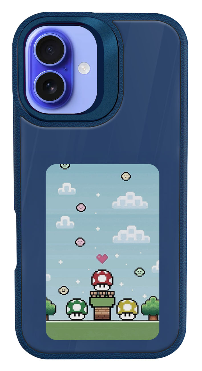 كفر NFC لايفون 16 بلس / مع شاشة حبر رقمية / تحكم من الجوال / مع ستاند مدمج / ازرق